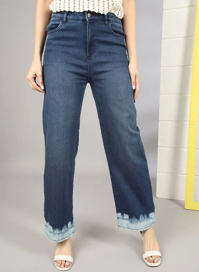 Freehand Freehand Women Blue Wide Leg Faded Jeans