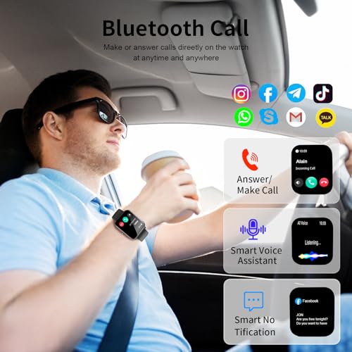 QONBINK Smart Watch, Smartwatches for Men Women, 1.85" HD Fitness Tracker (Answer/Make Calls), 120+ Sport Modes, Heart Rate/Sleep Monitor, IP68 Waterproof Fitness Watch, Smartwatch for Android iOS (Black) - Image 2