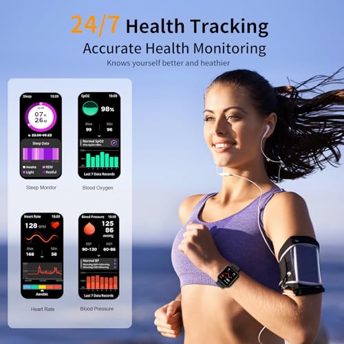 QONBINK Smart Watch, Smartwatches for Men Women, 1.85" HD Fitness Tracker (Answer/Make Calls), 120+ Sport Modes, Heart Rate/Sleep Monitor, IP68 Waterproof Fitness Watch, Smartwatch for Android iOS (Black) - Image 4