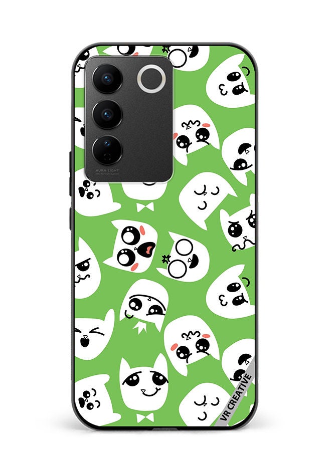 VR CREATIVE Protective Case Cover For Vivo V27e Doodle Cat Emoticons Design Multicolour - Image 1