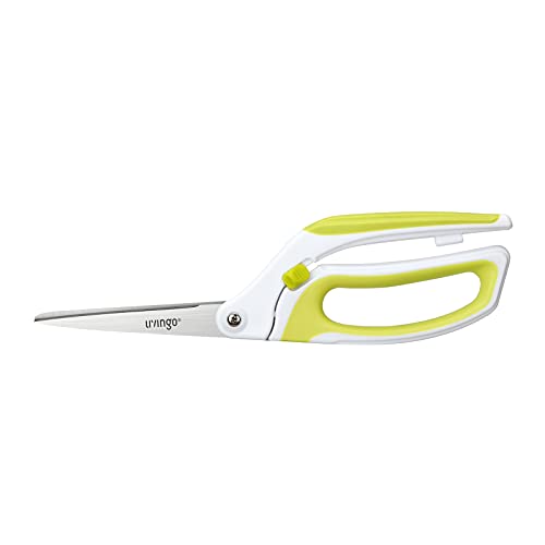 LIVINGO 10" Spring Action Fabric Scissors, Professional Sewing Scissors for Tailor Dressmaker, Spring Loaded Heavy Duty Fabric Shears for Crafting with Comfort Handle, All purpose(Green/White) - Image 1