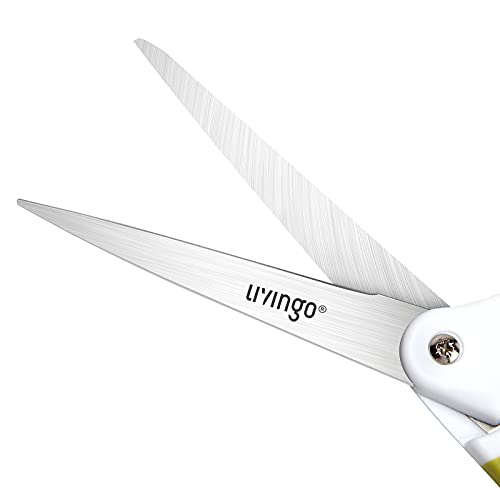 LIVINGO 10" Spring Action Fabric Scissors, Professional Sewing Scissors for Tailor Dressmaker, Spring Loaded Heavy Duty Fabric Shears for Crafting with Comfort Handle, All purpose(Green/White) - Image 3
