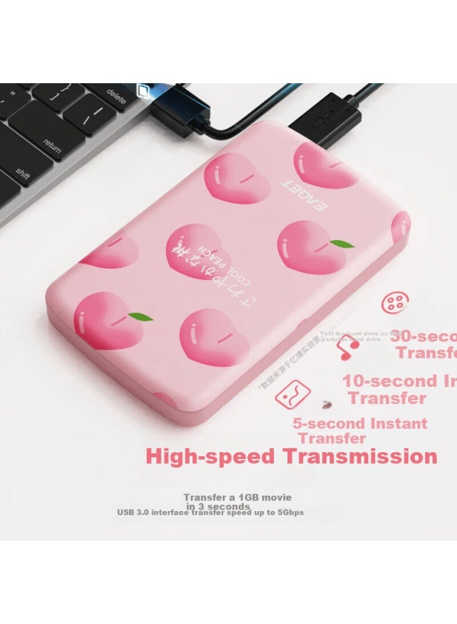 Eaget Portable Hard Drive, 1tb, Trendy Painted Design, Usb3.0 G66, 2.5-inch, External Storage For Data And Photos, High-speed Transfer, Shockproof, Customized Yellow Beiji Bear