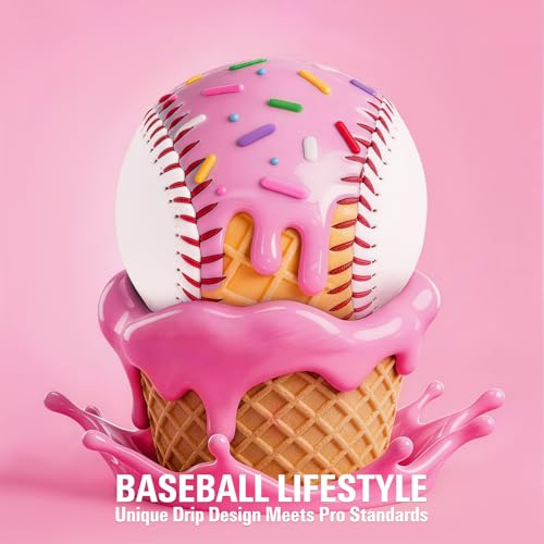 AKAIXI Baseballs PVC 9in Practice Baseball for Training Hitting Unique Lifestyle Decor Ideal Personalized Inspired Gifts for Players Coaches Moms Pink Drip Baseball Set 1 Piece - Image 3