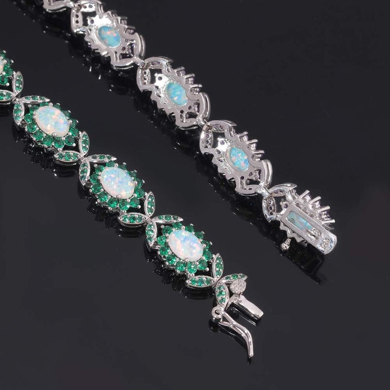 CiNily Fashion Sterling Silver or White Gold Plated Opal Bracelets for Bridal, Wedding, Prom, Party, Pageant, Evening Wear, Party Wear - Image 5