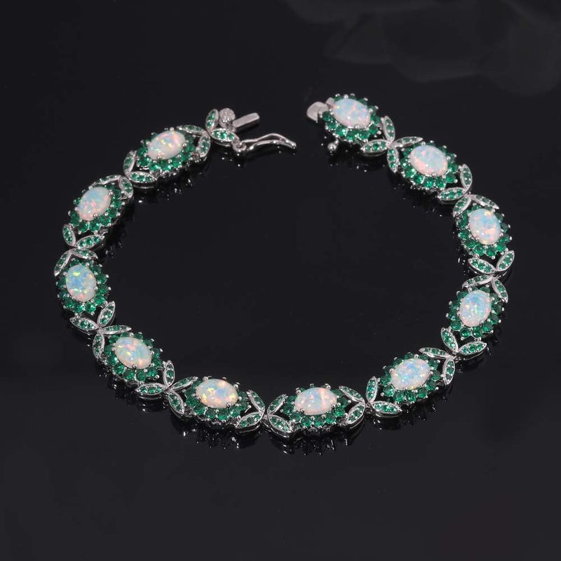 CiNily Fashion Sterling Silver or White Gold Plated Opal Bracelets for Bridal, Wedding, Prom, Party, Pageant, Evening Wear, Party Wear - Image 2