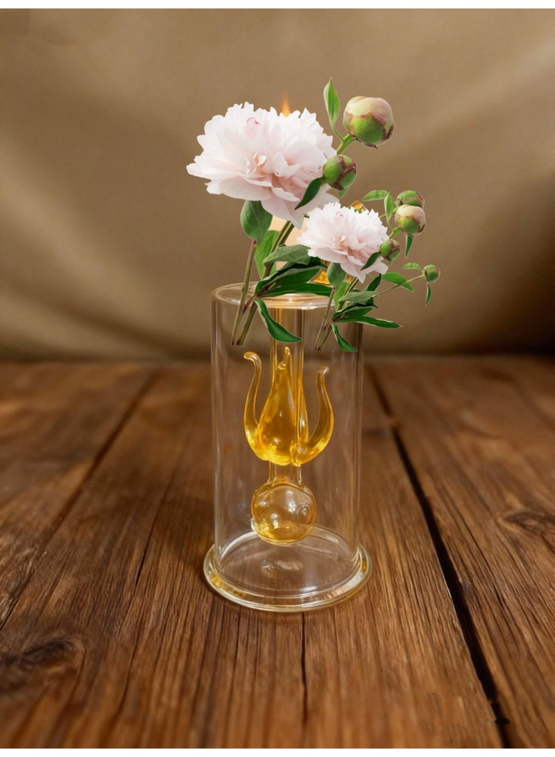 Premium Heat Resistant Glass Oil Lamp, Glass Vase Bottle Medical Grade High Borosilicate Material for Long lasting Use Glass Vase Transparent (Random Color)