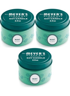 Mrs. Meyer's Clean Day MRS. MEYER'S CLEAN DAY Soy Tin Candle, 3 Pack, 12 Hour Burn Time, Made with Soy Wax and Essential Oils, 2.9 oz, Mint 