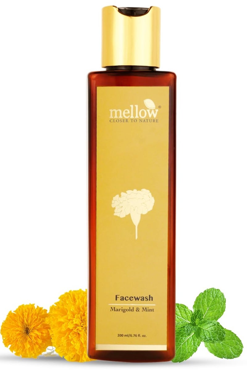 Mellow Herbals Ayurvedic Marigold Mint Facewash 200ml Mint Aloe Vera Honey Extracts  200ml - Image 1