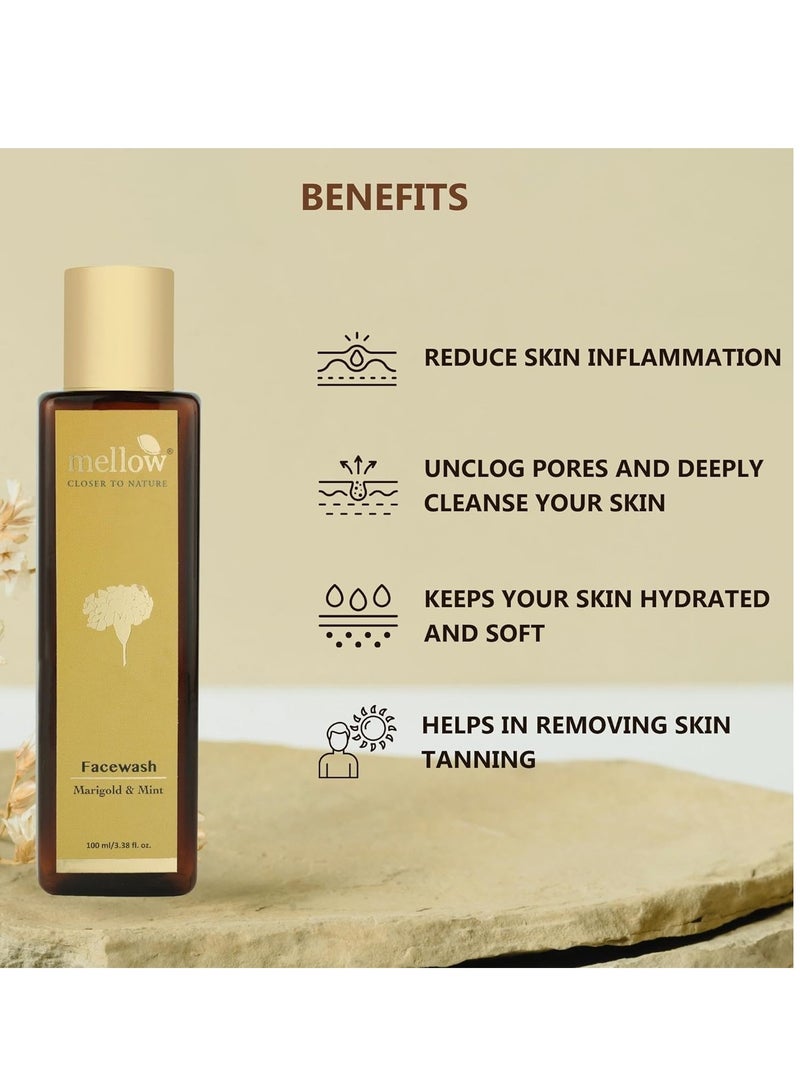 Mellow Herbals Ayurvedic Marigold Mint Facewash 200ml Mint Aloe Vera Honey Extracts  200ml - Image 3