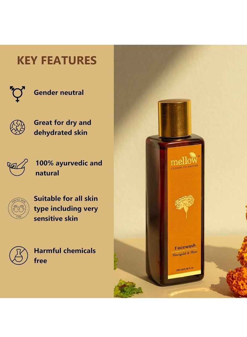 Mellow Herbals Ayurvedic Marigold Mint Facewash 200ml Mint Aloe Vera Honey Extracts  200ml - Image 4