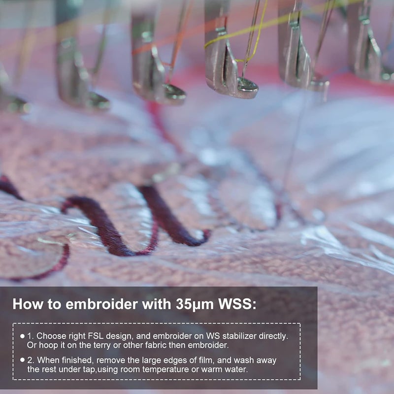 Outus 100 Sheets Wash Away Embroidery Stabilizer Water Soluble Topping Film Transparent Water Soluble Stabilizer for Embroidery and Topping(8 x 8 Inch/ 20 x 20 cm) - Image 4