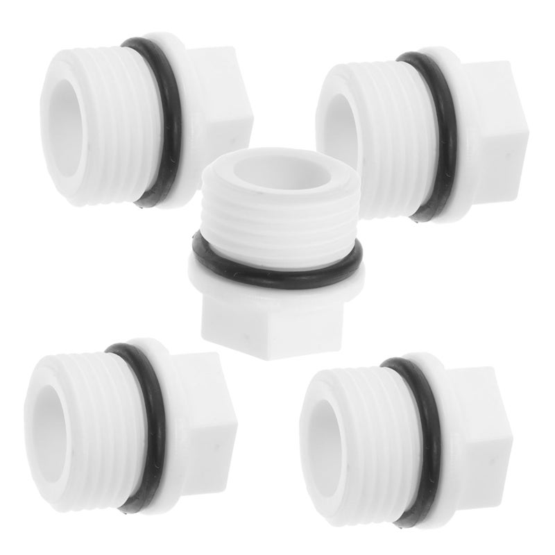White PPR Male Threaded Pipe End Caps 5pcs High Temperature Resistant Garden Hose Fittings - Image 2