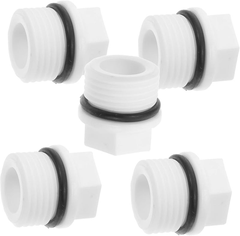 White PPR Male Threaded Pipe End Caps 5pcs High Temperature Resistant Garden Hose Fittings - Image 1