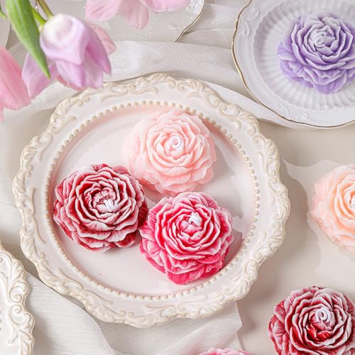 Nimozekd 3 Pack Peony Silicone Candle Mold Flower Mold Resin Casting Molds with Large-Eye Wicking Needle,Candlewick for DIY Scented Candle, Soy Wax, Cake, Soap,Craft Making - Image 3