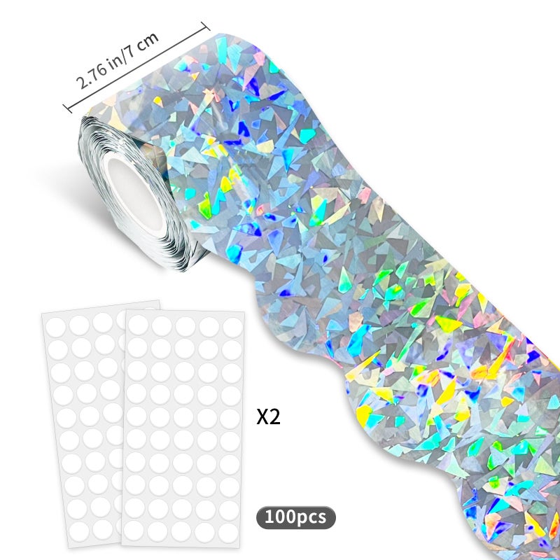 STARLIBOO 60 Feet Bulletin Board Borders, Holographic Scalloped Rolled Border Trim for School, Classroom & Offices - Image 2