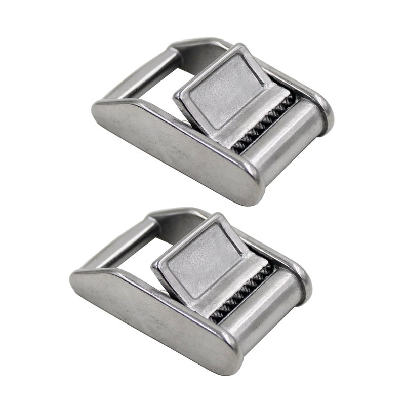 YYST Stainless Steel 316 Cam Flap Buckles Press Cam Buckles Tie Down Buckle for 1 25mm Webbing Strap 2 PK No Webbing
