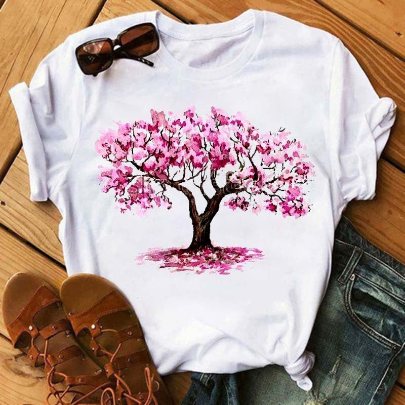 [Same Day Delivery] Cross-Border Supply T-Shirt Printed T-Shirt Women's Short-Sleeved Women's Clothing - Image 1
