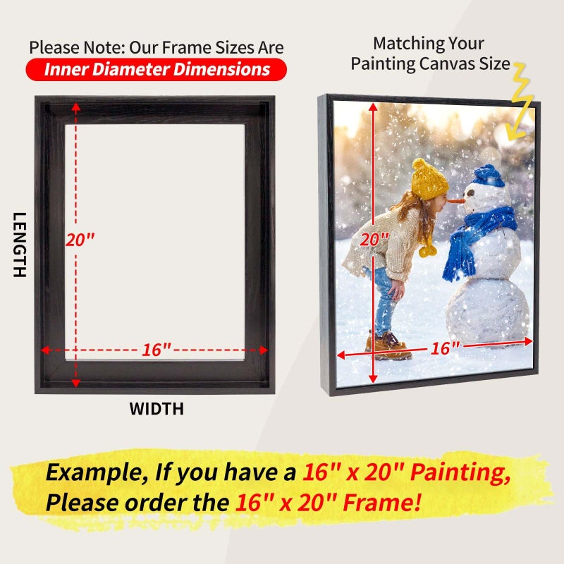 Canvas Floating Frame Wood-Look Floater Frames for Canvas Paintings White Wood Picture Frames Wall Art Painting Frame Decor 12""X16""  - Image 1