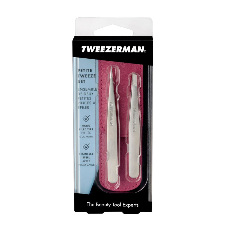 Tweezerman مجموعة Tweezer الصغيرة مع حقيبة وردية رقم الموديل 4048-PKR، جلد - Image 5