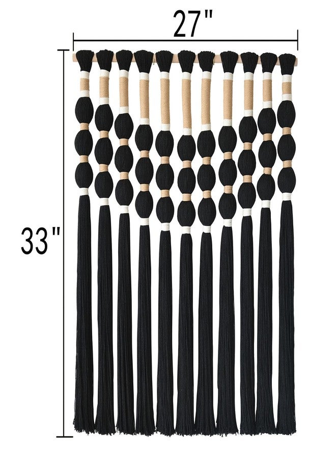 Flber Macrame Wall Hanging Boho Wall Decor Black Fiber Yarn Wall Art Handmade Cotton Spherical Knot for Living Room Bedroom Nursery Office Home Decor27" W x 33" L - Image 5