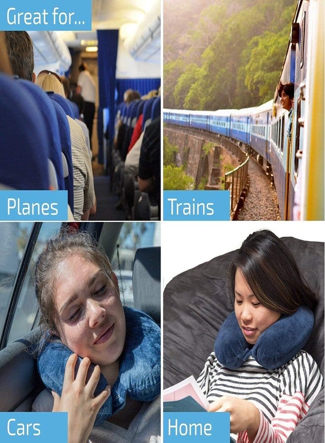 Damkint Neck Pillow Rest Cushion with Sleeping Eye mask for Travel in Flight car Train Airplane for Men and Women | Comfortable Velvet Sleeping Eye mask Head Rest Pillow - Image 4