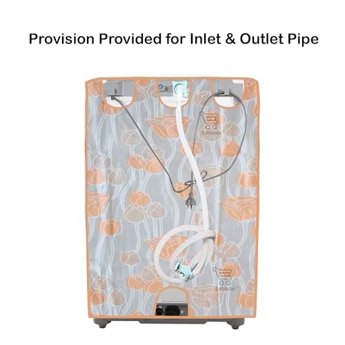 E-Retailer Washing Machine Cover for Front Load 5kg to 7.5kg | Waterproof Dustproof Cover with Zip Enclosure | Floral Fully Automatic Washer Protector for Indoor Outdoor Use | Size 23x23x35 Inch - Image 3