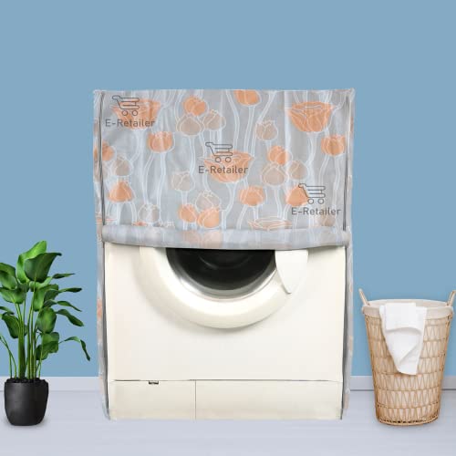 E-Retailer Washing Machine Cover for Front Load 5kg to 7.5kg | Waterproof Dustproof Cover with Zip Enclosure | Floral Fully Automatic Washer Protector for Indoor Outdoor Use | Size 23x23x35 Inch - Image 1