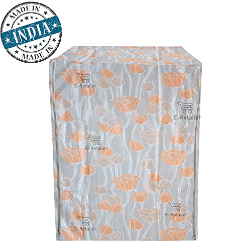 E-Retailer Washing Machine Cover for Front Load 5kg to 7.5kg | Waterproof Dustproof Cover with Zip Enclosure | Floral Fully Automatic Washer Protector for Indoor Outdoor Use | Size 23x23x35 Inch - Image 5