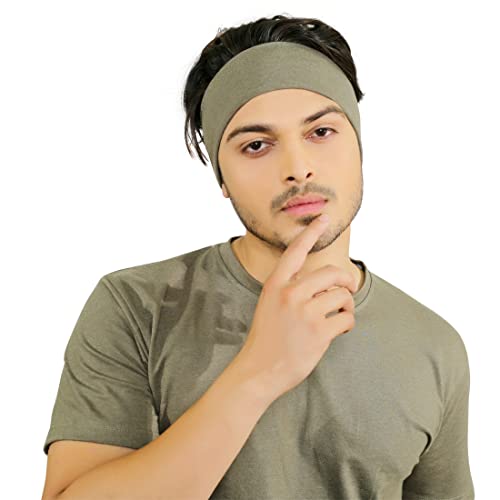 SOUL eTHICS Premium Cotton Gym, Sports, Yoga, Running, Hair, Elastic Headband for Men and Women with Non-Slip Fabric, Freesize (Grey) - Image 3