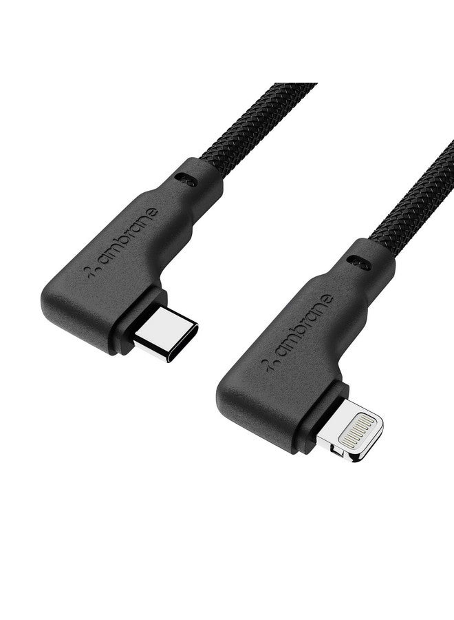 AMBRANE Ambrane Type-C To Lightning Cable, 22.5W Fast Charging, L Shape for Easy Holding, 480Mbps Data Sync, PD Technology, Braided Cable for iPhone, iPad, Macbook, iMac and Airpods - 1.2m (ABLTLS-12 Black)  - Image 1