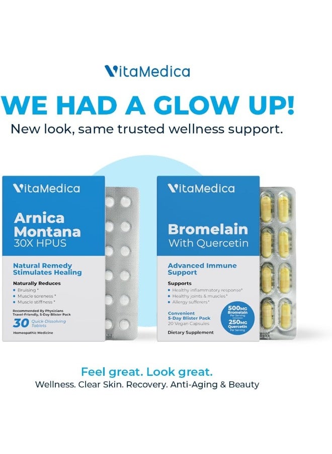 VitaMedica Arnica + Bromelain Blister Pack Bundle, Convenient 5-Day Supply - Image 2