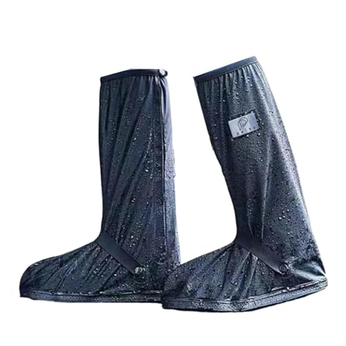 PALAY® Waterproof Shoe Cover Zip-up Calf-length Shoe Covers with Elastic Ankle Strap Wear-resistant PVC Shoe Cover Anti-skid Sole Long Sleeve Shoe Covers for Boots, High Shoes, Size UK 6, One Pair - Image 1