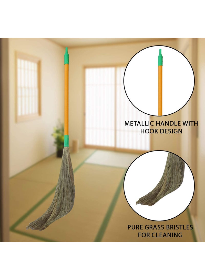 ORILEY ORILEY ORBR09 Floor Broom with Natural Soft No Dust Grass Long Stick Jhadu for Home Pantry Office Cleaning 6 Pcs Random Colours  - Image 4