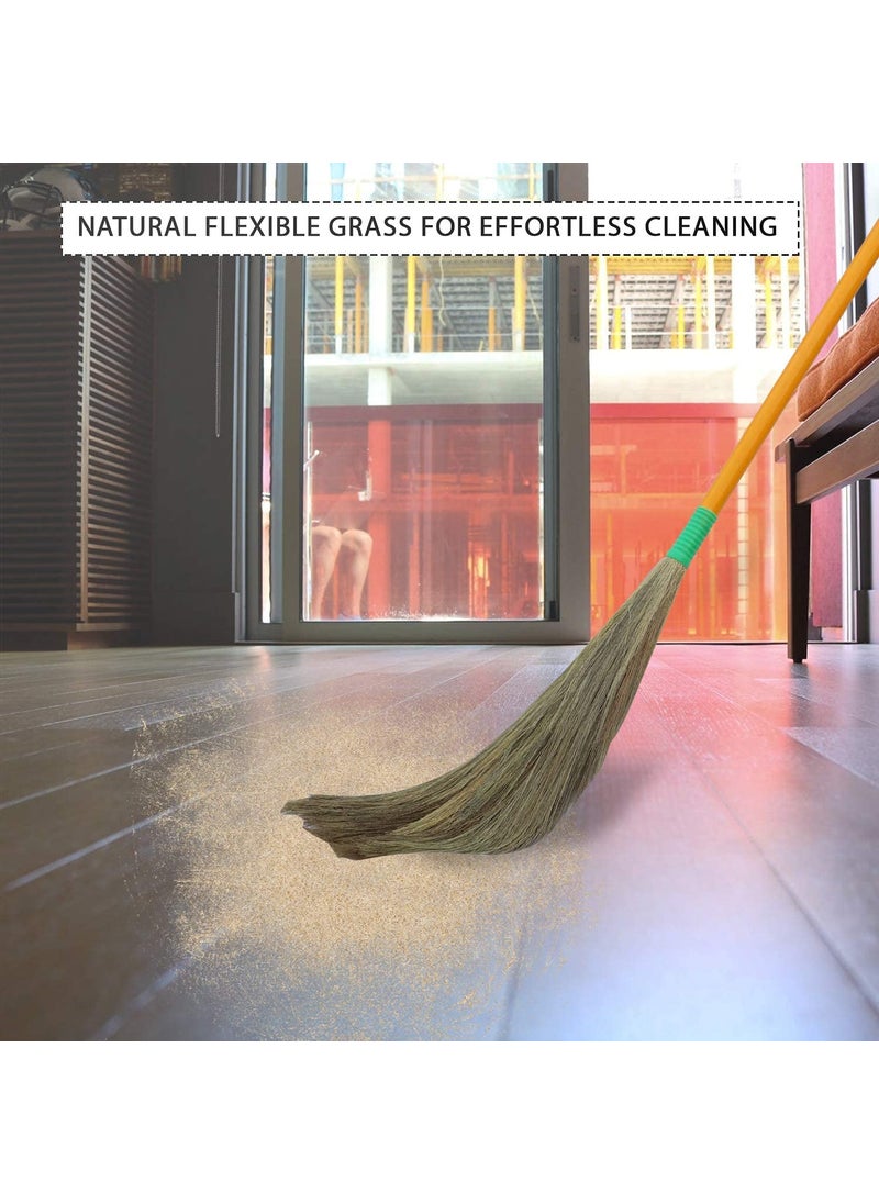 ORILEY ORILEY ORBR09 Floor Broom with Natural Soft No Dust Grass Long Stick Jhadu for Home Pantry Office Cleaning 6 Pcs Random Colours  - Image 5