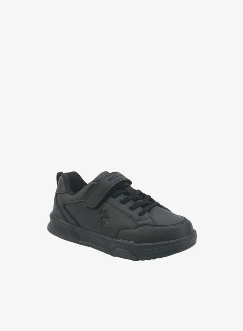 U.S. Polo Assn. black U.S. Polo Assn. Kids Black School Sneakers | Lace-Up Shoes with Adjustable Hook & Loop Strap | Lightweight Non-Slip Casual Walking Shoes for Boys & Girls | Comfortable Everyday School Footwear  | Best Price UAE