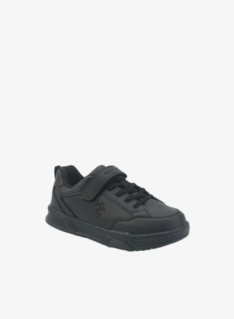 U.S. Polo Assn. Kids Black School Sneakers | Lace-Up Shoes with Adjustable Hook & Loop Strap | Lightweight Non-Slip Casual Walking Shoes for Boys & Girls | Comfortable Everyday School Footwear - Image 2