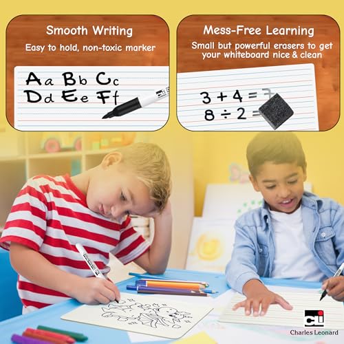 Charles Leonard Dry Erase Board Class Pack - Includes 12 Plain/Lined 2-Sided Boards, 12 Erasers and 12 Black Markers, in a Re-Useable Box (35030) - Image 5
