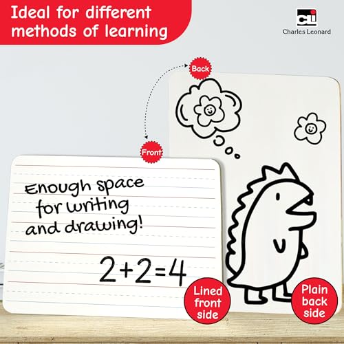 Charles Leonard Dry Erase Board Class Pack - Includes 12 Plain/Lined 2-Sided Boards, 12 Erasers and 12 Black Markers, in a Re-Useable Box (35030) - Image 3