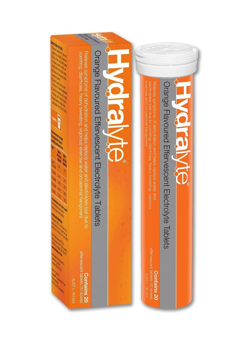 Hydralyte Effervescent Electrolyte Tablet Orange Flavoured 20 Servings  - Image 1