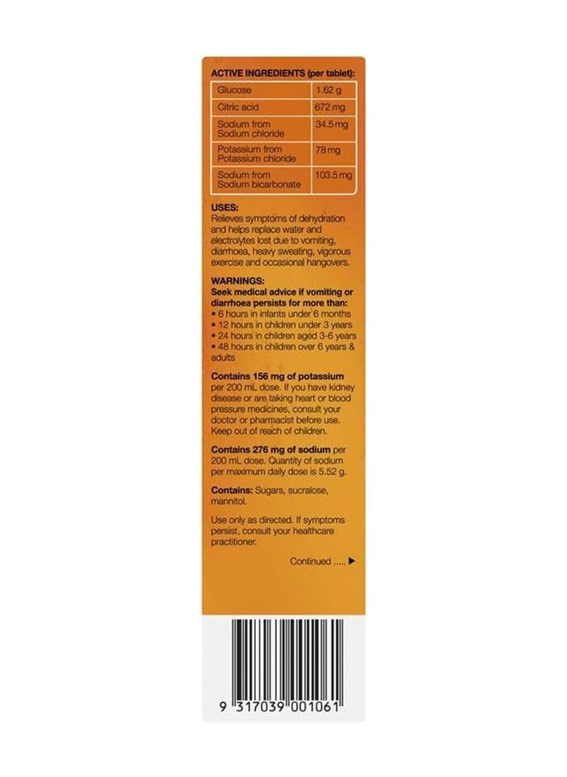Hydralyte Effervescent Electrolyte Tablet Orange Flavoured 20 Servings  - Image 4