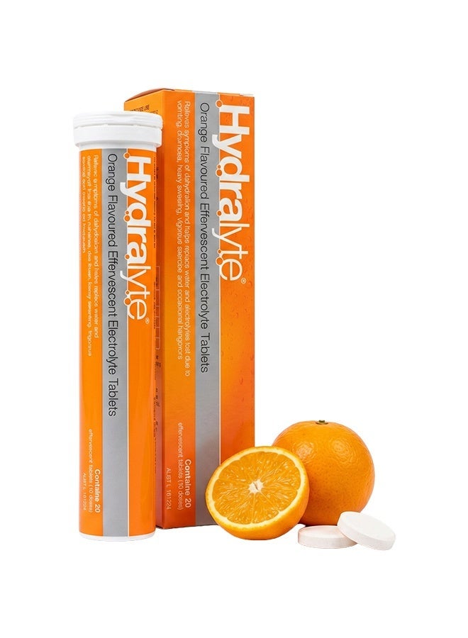 Hydralyte Effervescent Electrolyte Tablets, Orange Flavor (20 Servings) – For Rehydration and Electrolyte Balance - Image 1