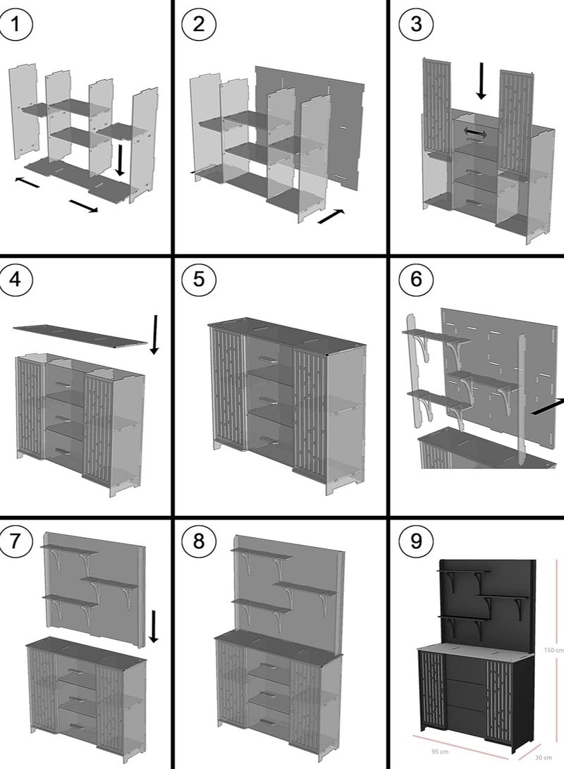 TPGP A large coffee corner made of reinforced plastic for easy movement and installation. It consists of several shelves and a storage space at the bottom that fits with most furniture - Image 3