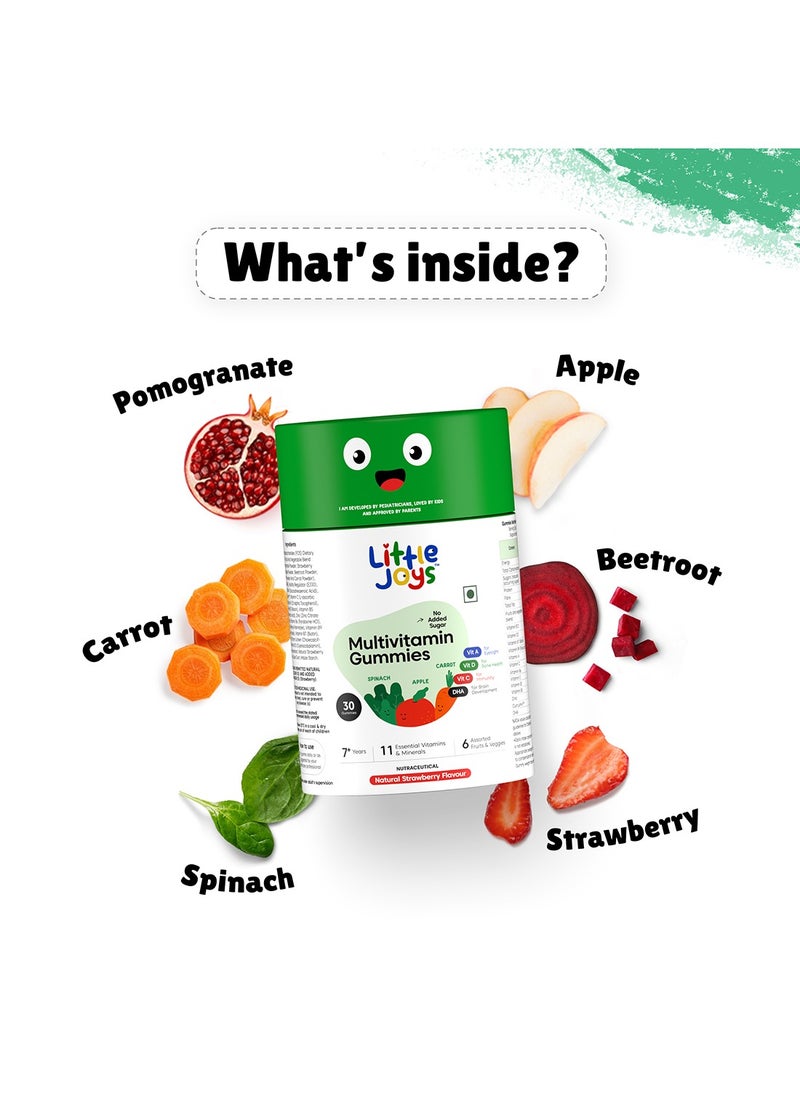 Little Joys - Multivitamin Gummies- Strawberry 2 + Years  30 Day Pack Vit C, D, A And Dha No Preservatives Gluten Free - Image 1