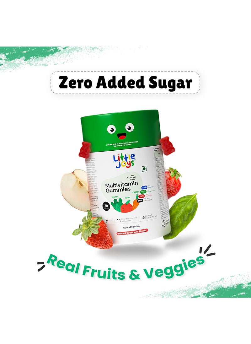 Little Joys - Multivitamin Gummies- Strawberry 2 + Years  30 Day Pack Vit C, D, A And Dha No Preservatives Gluten Free - Image 1