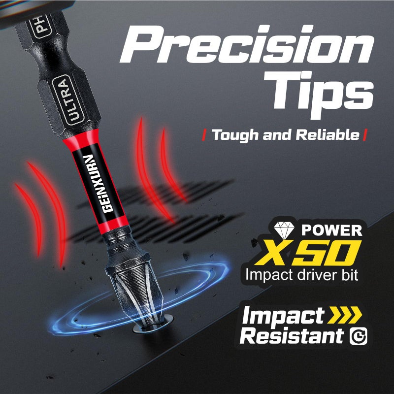 Geinxurn 82Pieces Impact Screwdriver Bits Set, Magnetic S2 Steel Phillips/Square/Torx/Hex Insert Power Bits Tips with Impact Bit Holder and Impact Nut Driver and Mini Wrench - Image 5