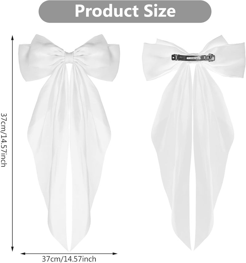 WLLHYF Big Bow Hair Clips Satin Silky Bow Barrettes Long Tail French Hair Bows Metal Hair Pins Bowknot Hair Clamps Hair Accessories for Women Girls Wedding Birthday Party - Image 2