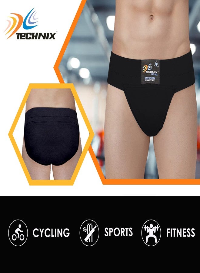 Technix Men's Breathable Cotton Athletic Supporters Cross fit Gym and Fitness for Cricket, Football, Hockey, Athletics, Badminton Lawn Tennis & Any Other Sports Black - Image 5