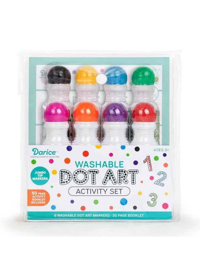 Darice أقلام تحديد قابلة للغسل من داريس للأطفال - 8 (2 أونصة لكل منها) أدوات بنغو و 50 صفحة تعليمية، غير سامة للأطفال في مرحلة ما قبل المدرسة، لوازم فنية للأطفال خالية من الفوضى، مجموعة فنون الطلاء بالنقاط - Image 2