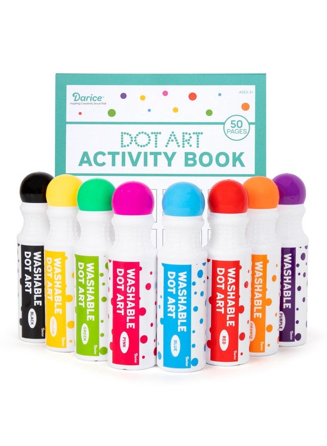 Darice أقلام تحديد قابلة للغسل من داريس للأطفال - 8 (2 أونصة لكل منها) أدوات بنغو و 50 صفحة تعليمية، غير سامة للأطفال في مرحلة ما قبل المدرسة، لوازم فنية للأطفال خالية من الفوضى، مجموعة فنون الطلاء بالنقاط - Image 1